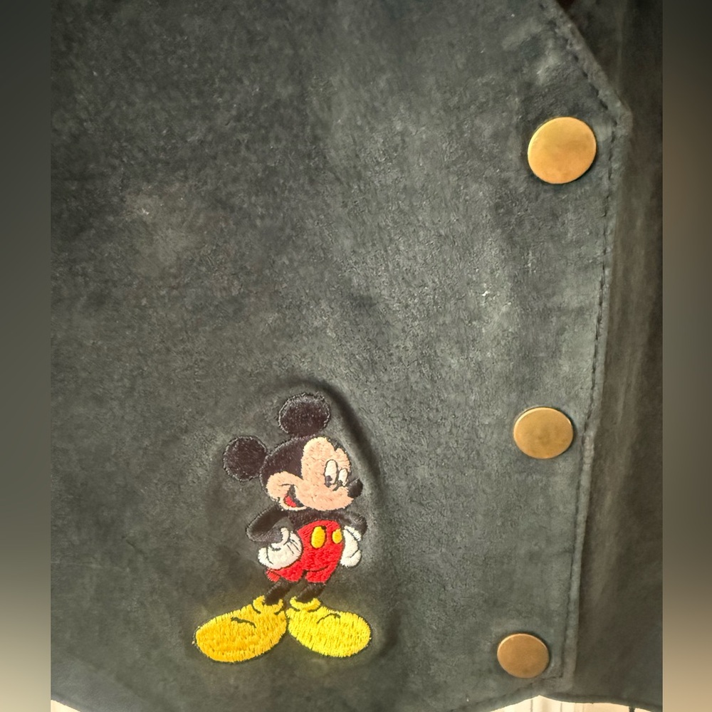 Disney Black Suede Mickey Mouse Button Front Vest - Picture 2 of 5